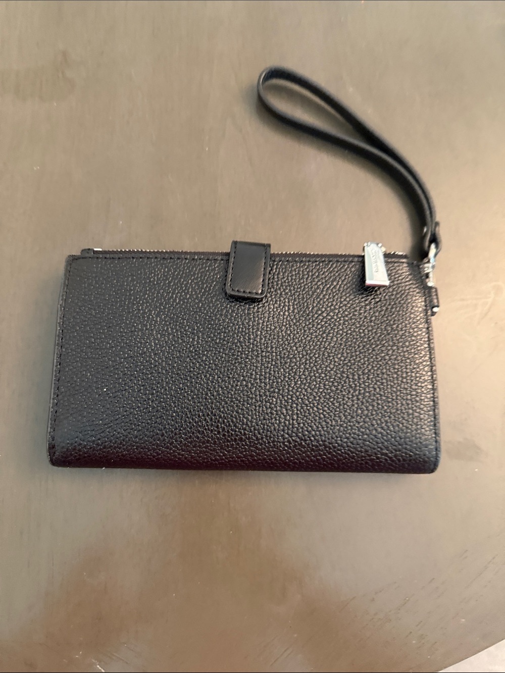 Michael Kors Black Pebbled Leather Zip Wristlet with Silver Hardware - Picture 3 of 3